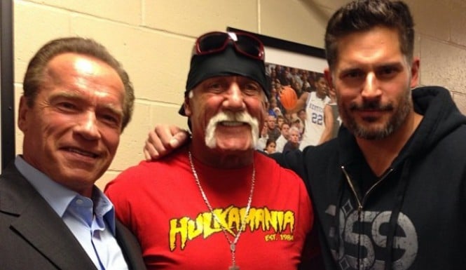 Arnold-Schwarzenegger-Joe-Manganiello-and-Hulk-Hogan-at-Raw  